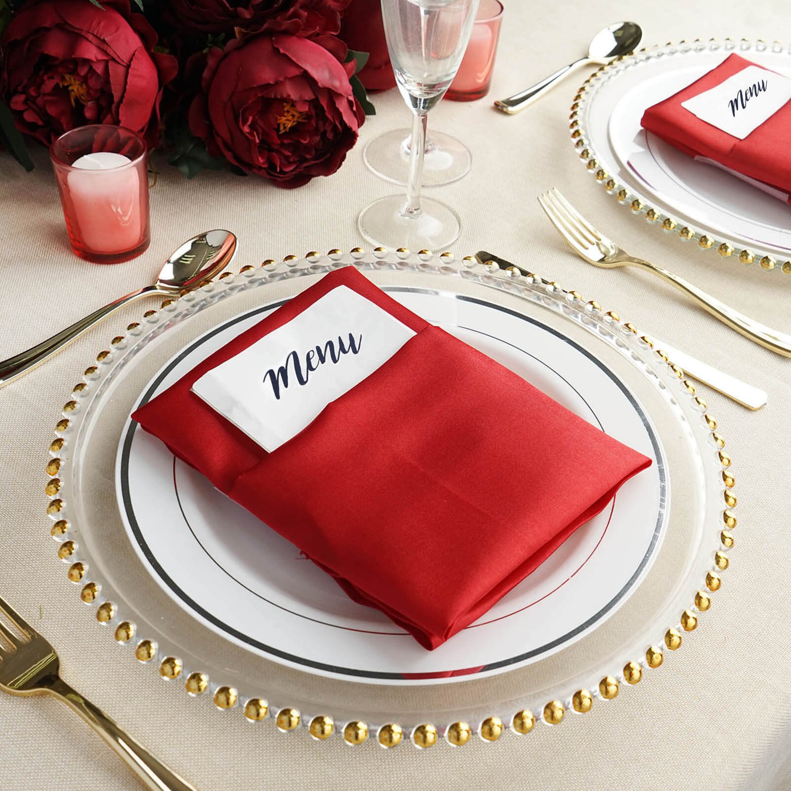 8-Pack Glass Charger Plates 12" Round Clear with Gold Beaded Rim - Event Tabletop Decorative Dinner Charger Tableware - Image 4