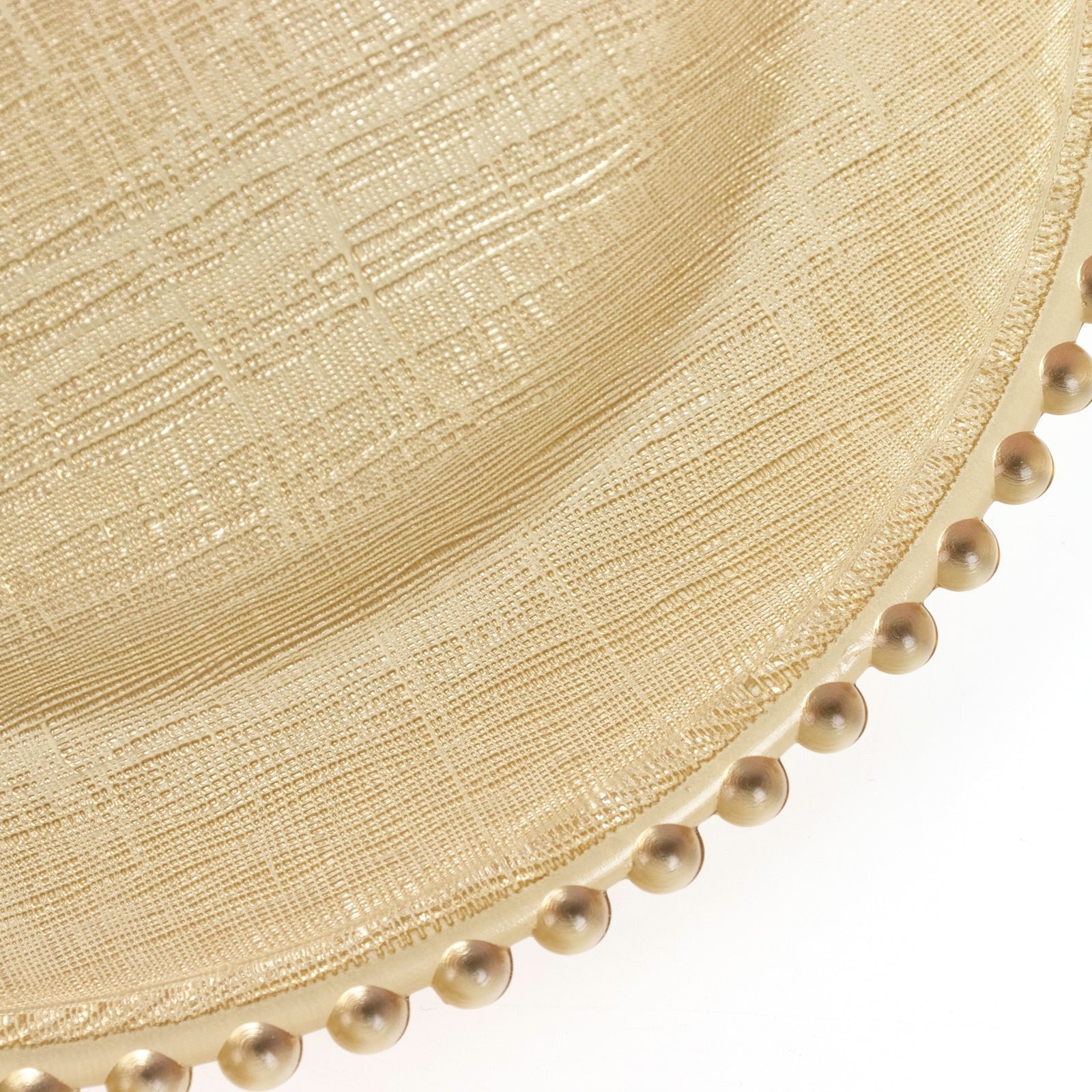 8-Pack Glass Charger Plates 12" Round Gold with Beaded Rim & Cross-Stitch Pattern - Event Tabletop Decorative Dinner Charger Tableware - Image 5