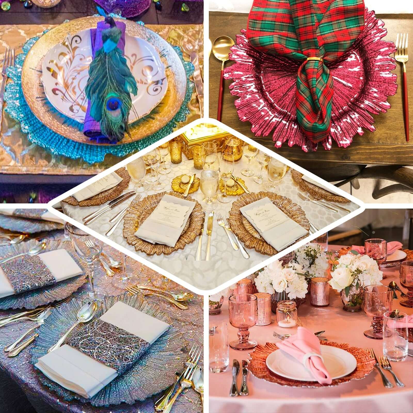 6-Pack Acrylic Plastic Charger Plates 13" Round Gold Reef Design - Decorative Dinner Charger Tableware - Image 6