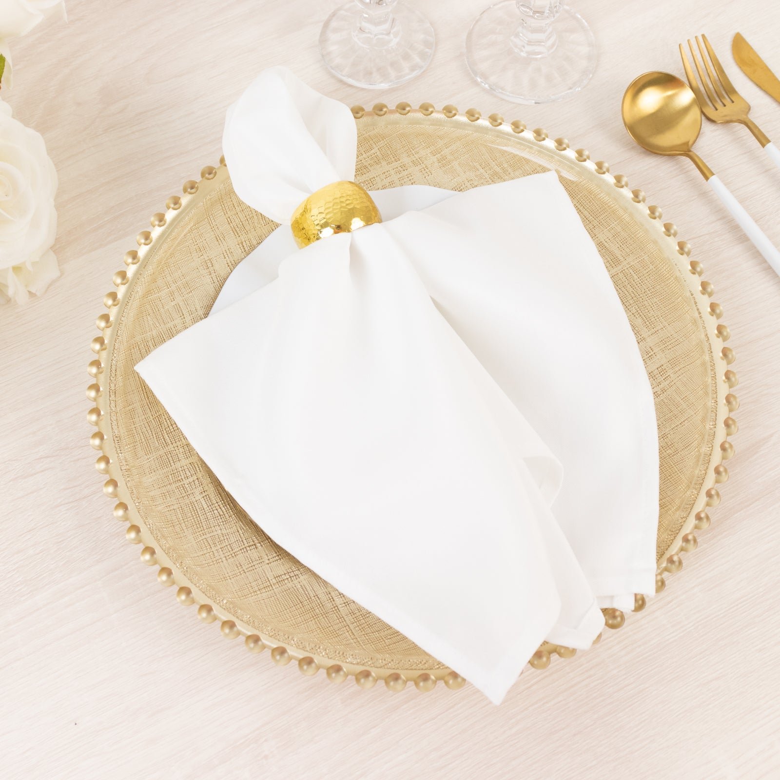 8-Pack Glass Charger Plates 12" Round Gold with Beaded Rim & Cross-Stitch Pattern - Event Tabletop Decorative Dinner Charger Tableware - Image 3