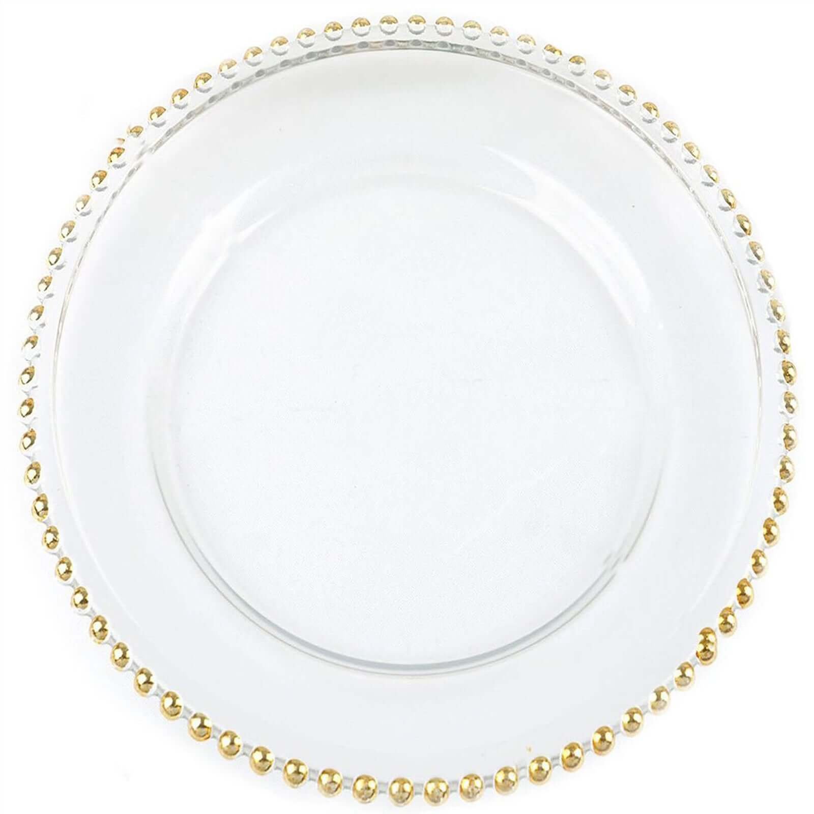 8-Pack Glass Charger Plates 12" Round Clear with Gold Beaded Rim - Event Tabletop Decorative Dinner Charger Tableware - Image 5