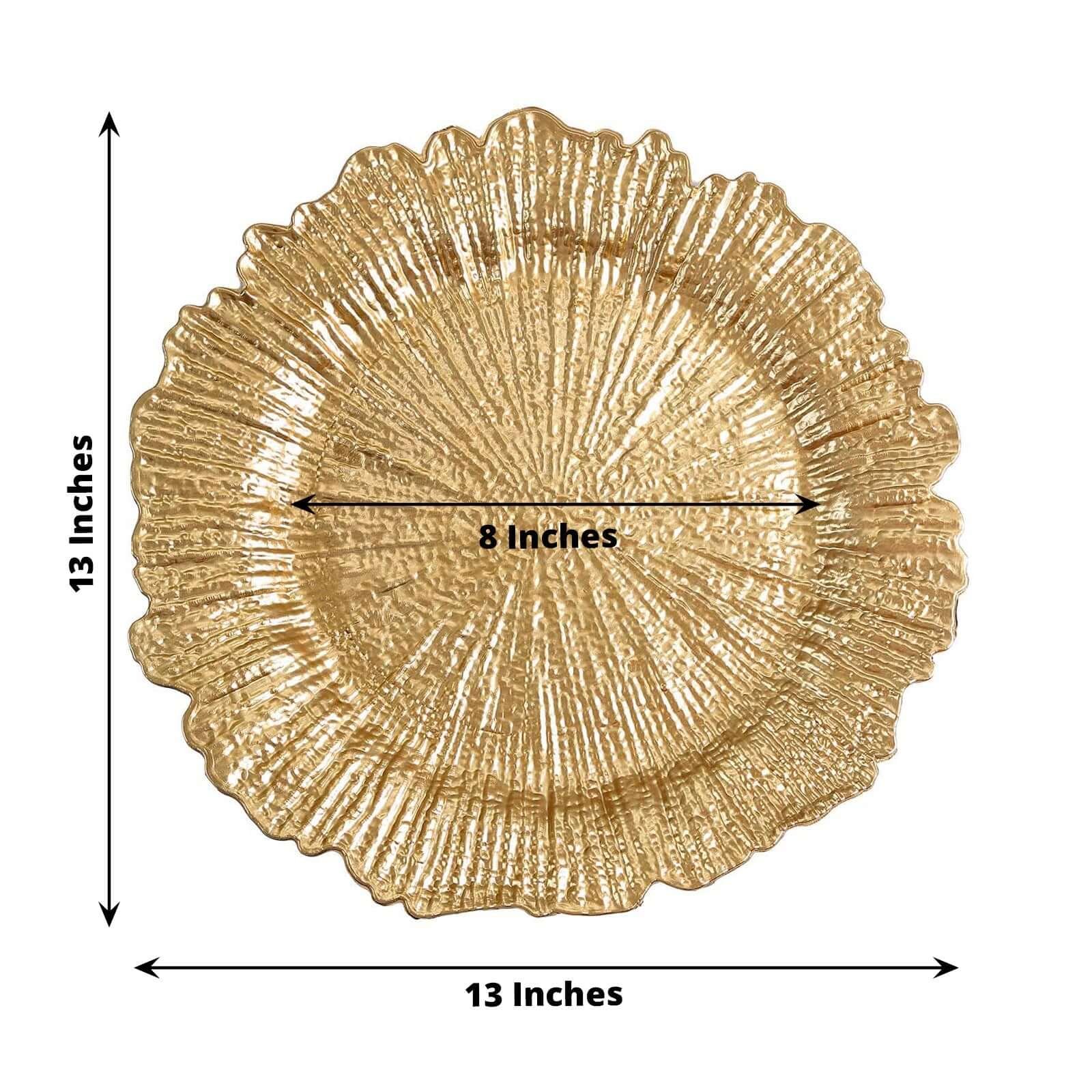 6-Pack Acrylic Plastic Charger Plates 13" Round Gold Reef Design - Decorative Dinner Charger Tableware - Image 3