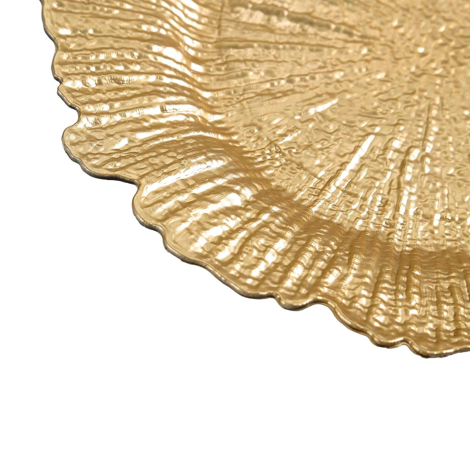 6-Pack Acrylic Plastic Charger Plates 13" Round Gold Reef Design - Decorative Dinner Charger Tableware - Image 7