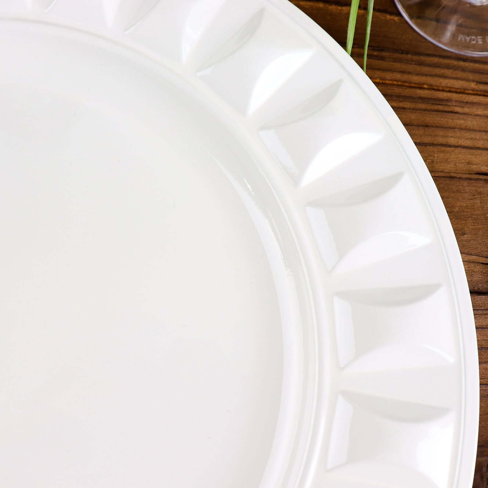 6-Pack Plastic Charger Plates 13" Round White Bejeweled Rim - Luxe Decorative Dinner Party Charger Tableware - Image 10